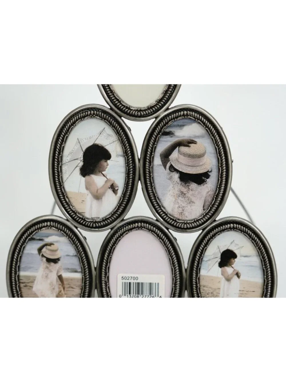 Burnes of Boston Oval Picture Frame 6 Pictures 2x3 Silver Tone Metal